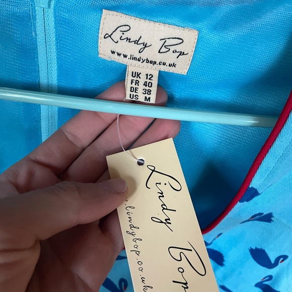 Lindy bop pin up blue swan pattern retro vintage style dance dress - Picture 6 of 11